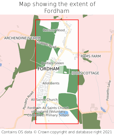 Map showing extent of Fordham as bounding box