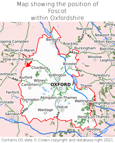 Map showing location of Foscot within Oxfordshire