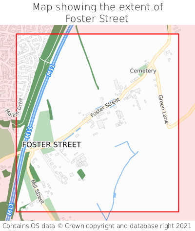 Map showing extent of Foster Street as bounding box