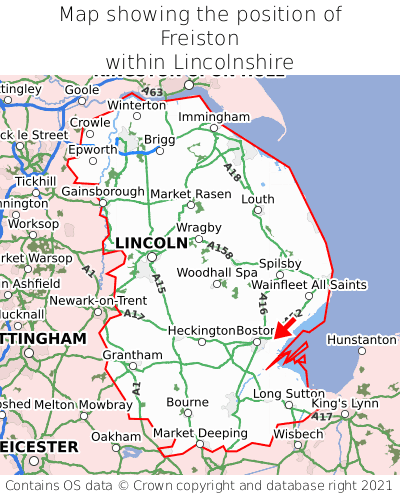 Map showing location of Freiston within Lincolnshire