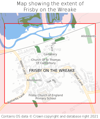 Map showing extent of Frisby on the Wreake as bounding box