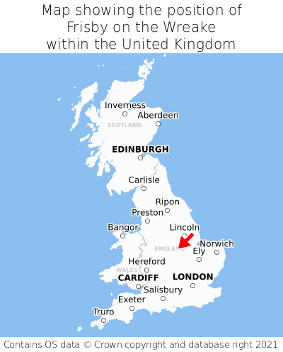 Map showing location of Frisby on the Wreake within the UK