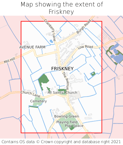 Map showing extent of Friskney as bounding box
