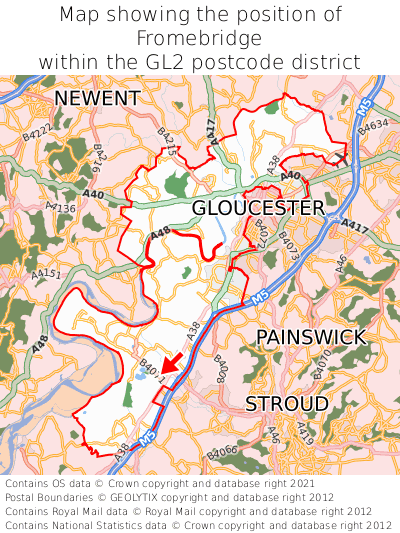 Map showing location of Fromebridge within GL2