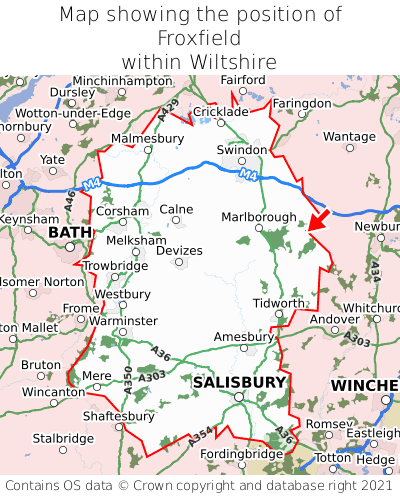 Map showing location of Froxfield within Wiltshire