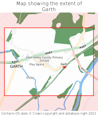 Map showing extent of Garth as bounding box