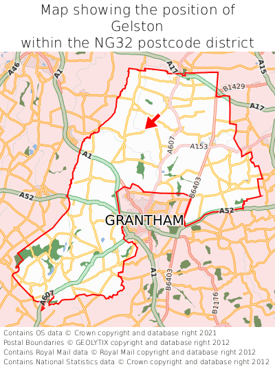 Map showing location of Gelston within NG32