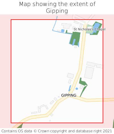 Map showing extent of Gipping as bounding box