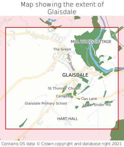 Map showing extent of Glaisdale as bounding box