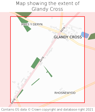 Map showing extent of Glandy Cross as bounding box