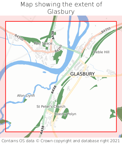 Map showing extent of Glasbury as bounding box