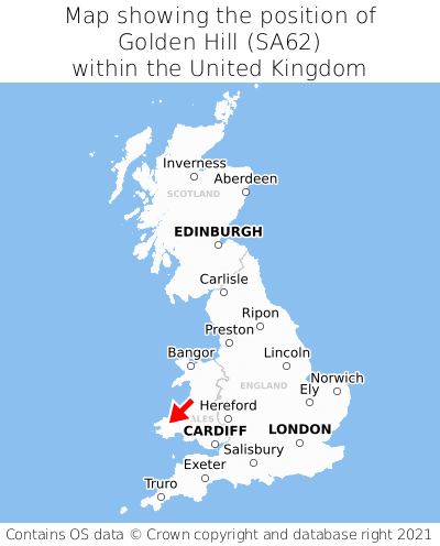 Map showing location of Golden Hill within the UK