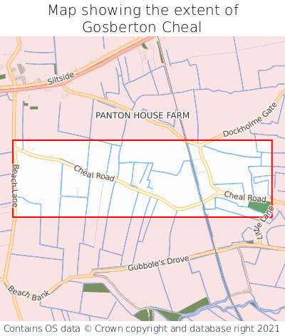 Map showing extent of Gosberton Cheal as bounding box