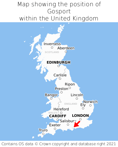 Map showing location of Gosport within the UK