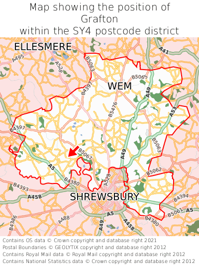 Map showing location of Grafton within SY4