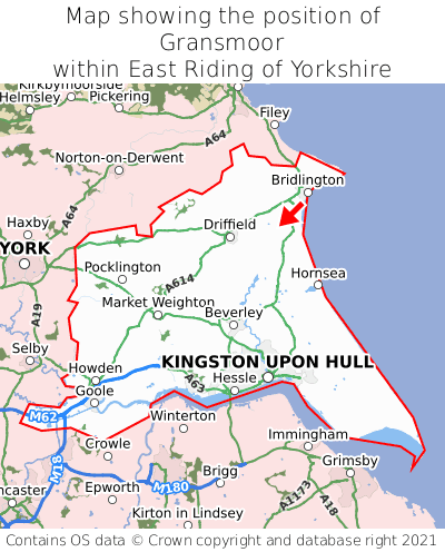 Map showing location of Gransmoor within East Riding of Yorkshire