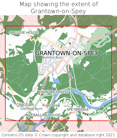 Map showing extent of Grantown-on-Spey as bounding box