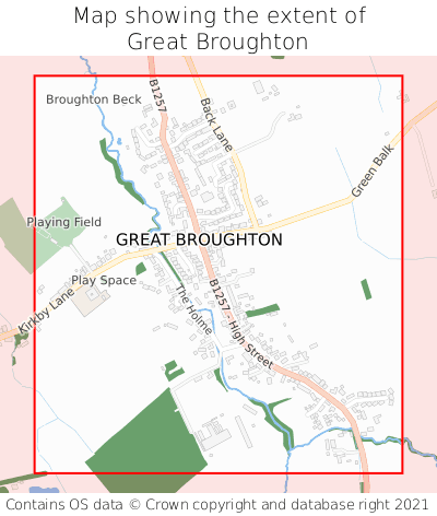 Map showing extent of Great Broughton as bounding box