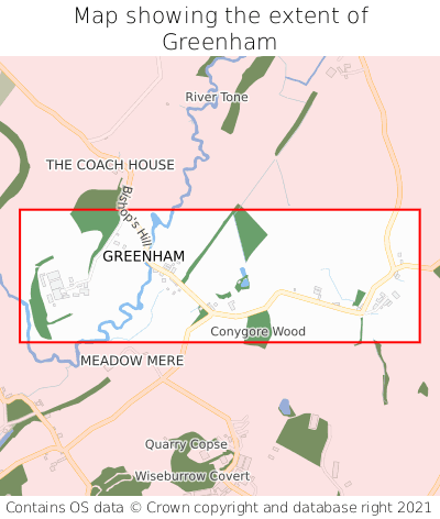 Map showing extent of Greenham as bounding box