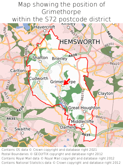 Map showing location of Grimethorpe within S72
