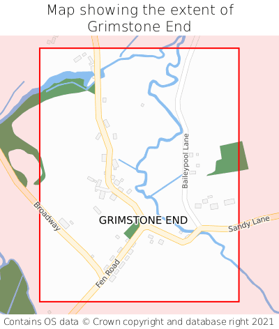 Map showing extent of Grimstone End as bounding box