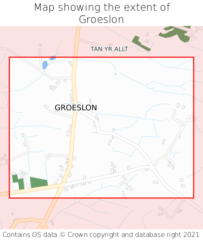 Map showing extent of Groeslon as bounding box