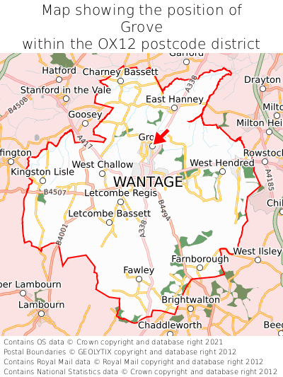 Map showing location of Grove within OX12