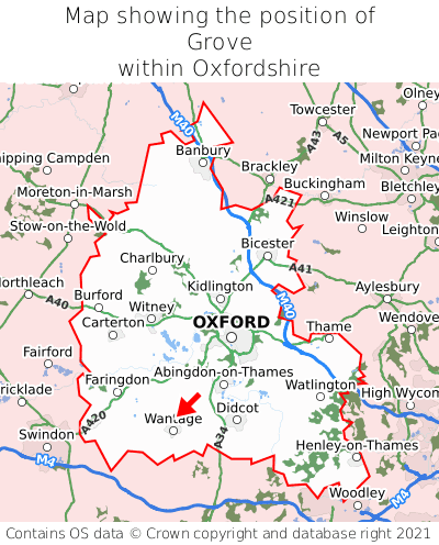 Map showing location of Grove within Oxfordshire