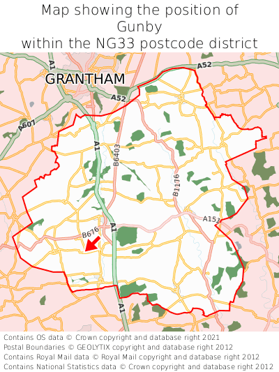 Map showing location of Gunby within NG33
