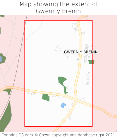 Map showing extent of Gwern y brenin as bounding box