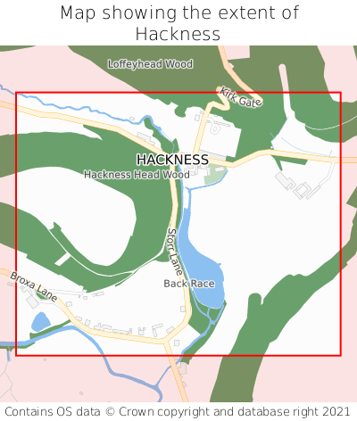 Map showing extent of Hackness as bounding box