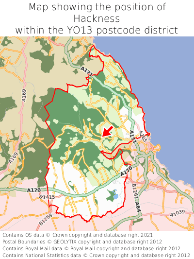 Map showing location of Hackness within YO13