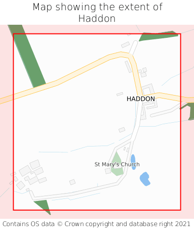 Map showing extent of Haddon as bounding box