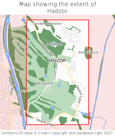 Map showing extent of Hadzor as bounding box