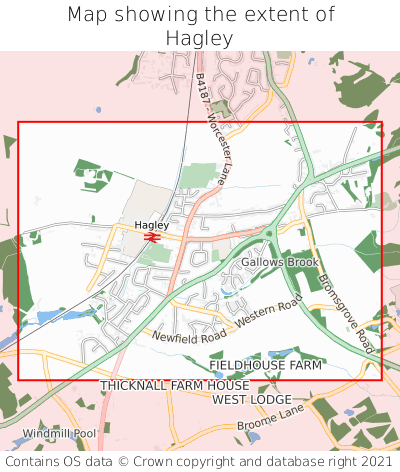 Map showing extent of Hagley as bounding box
