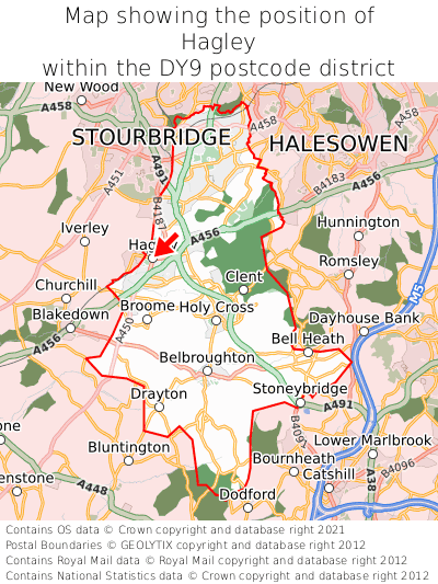 Map showing location of Hagley within DY9