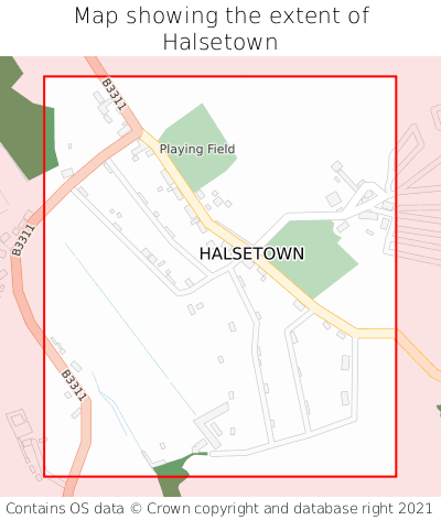 Map showing extent of Halsetown as bounding box