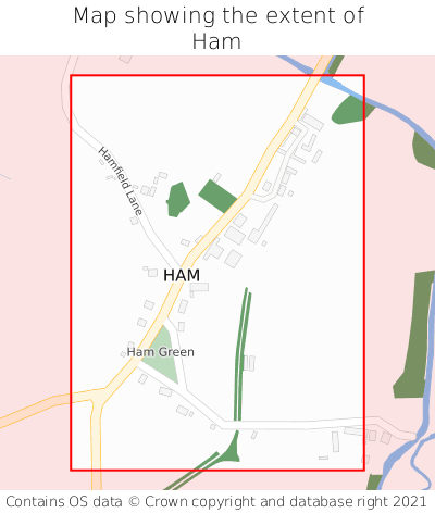 Map showing extent of Ham as bounding box