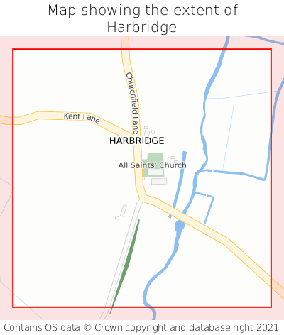 Map showing extent of Harbridge as bounding box