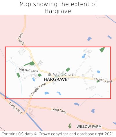 Map showing extent of Hargrave as bounding box