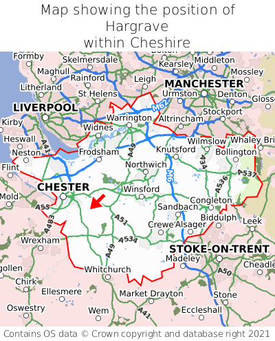 Map showing location of Hargrave within Cheshire