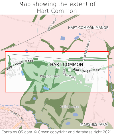 Map showing extent of Hart Common as bounding box