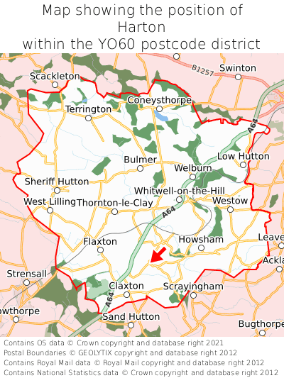 Map showing location of Harton within YO60