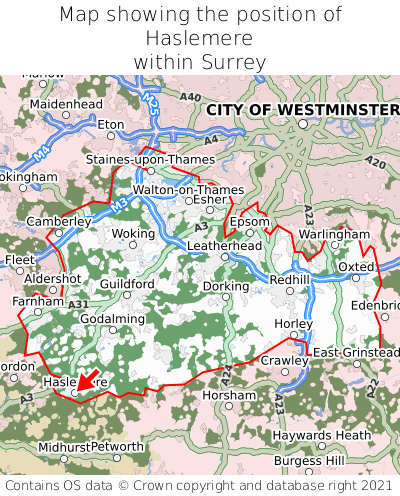 Haslemere Map Position In Surrey 000001 