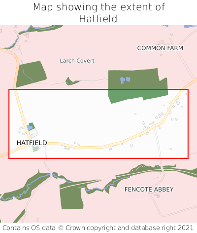 Map showing extent of Hatfield as bounding box