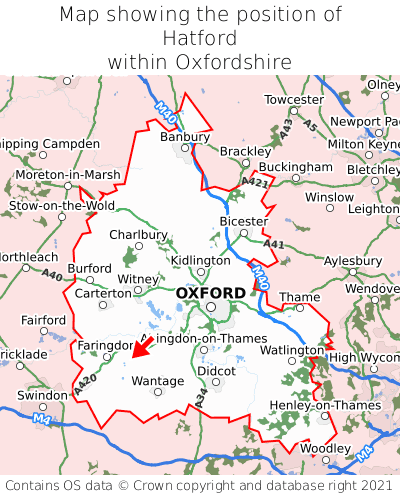 Map showing location of Hatford within Oxfordshire