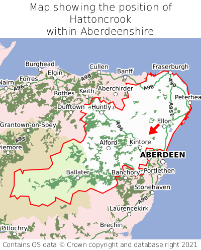 Map showing location of Hattoncrook within Aberdeenshire