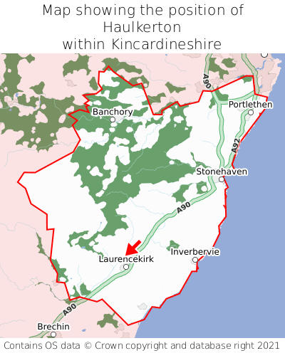 Map showing location of Haulkerton within Kincardineshire