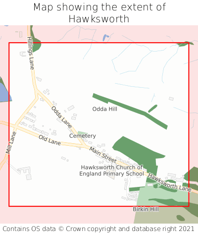 Map showing extent of Hawksworth as bounding box