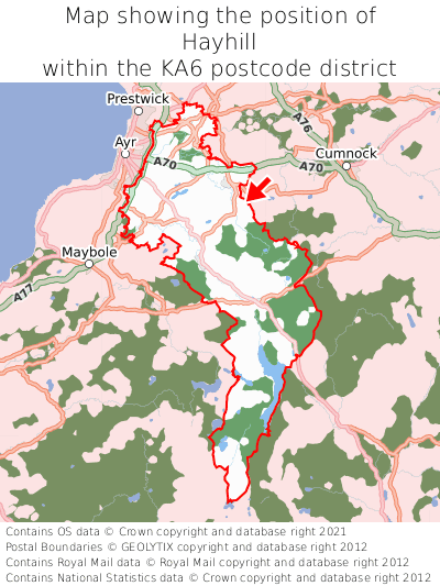 Map showing location of Hayhill within KA6